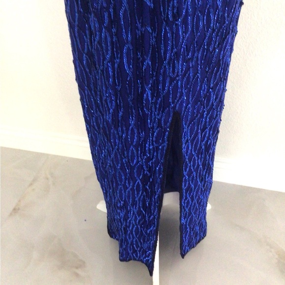 Laurence Kazar Royal Blue Beaded Evening Gown - Picture 4 of 7